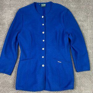 Geiger Cardigan Sweater Jacket Women's 42 Blue Wool Buttons Collection Austria